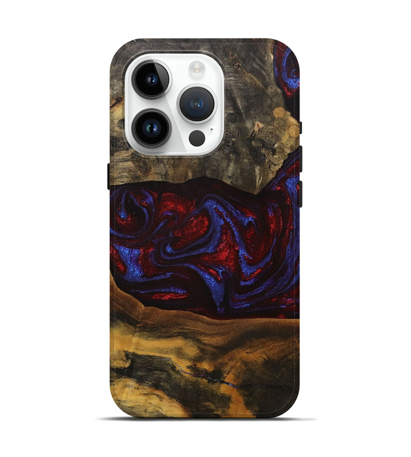 iPhone 15 Pro Wood+Resin Live Edge Phone Case - Myra (Blue, 711670)