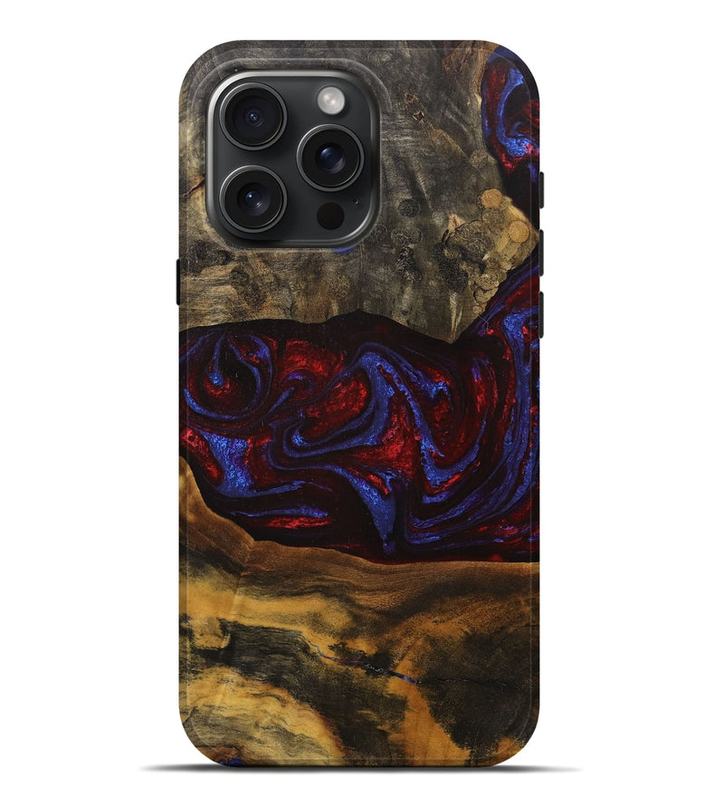 iPhone 16 Pro Max Wood+Resin Live Edge Phone Case - Myra (Blue, 711670)