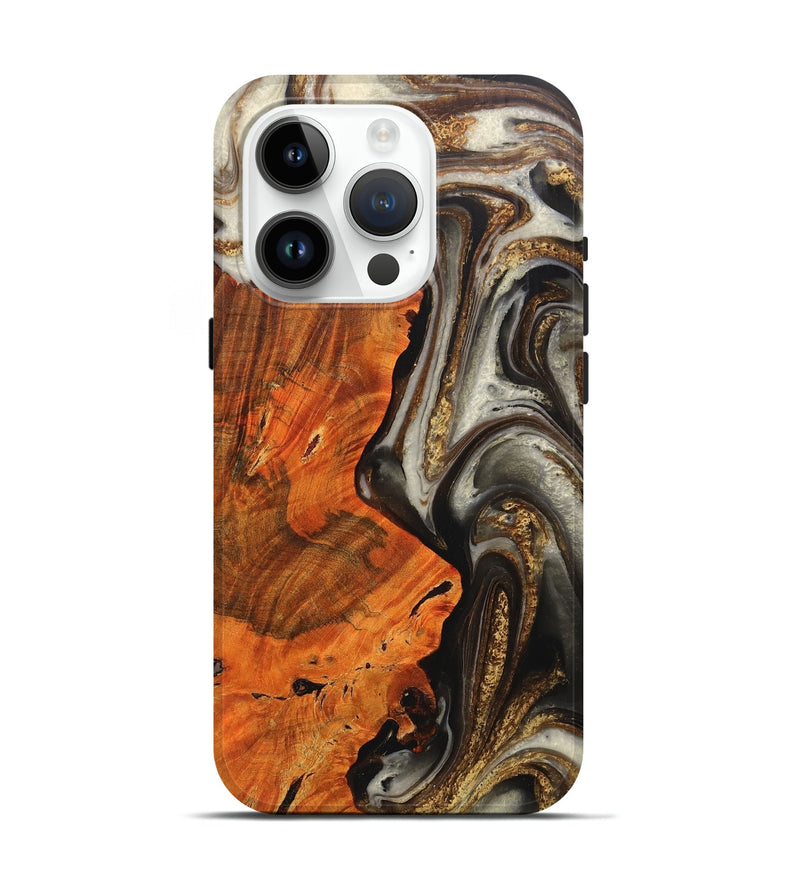 iPhone 15 Pro Wood+Resin Live Edge Phone Case - Stephanie (Black & White, 711674)