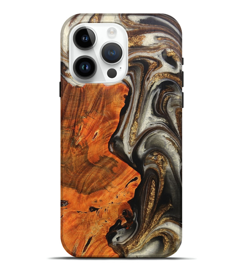 iPhone 15 Pro Max Wood+Resin Live Edge Phone Case - Stephanie (Black & White, 711674)