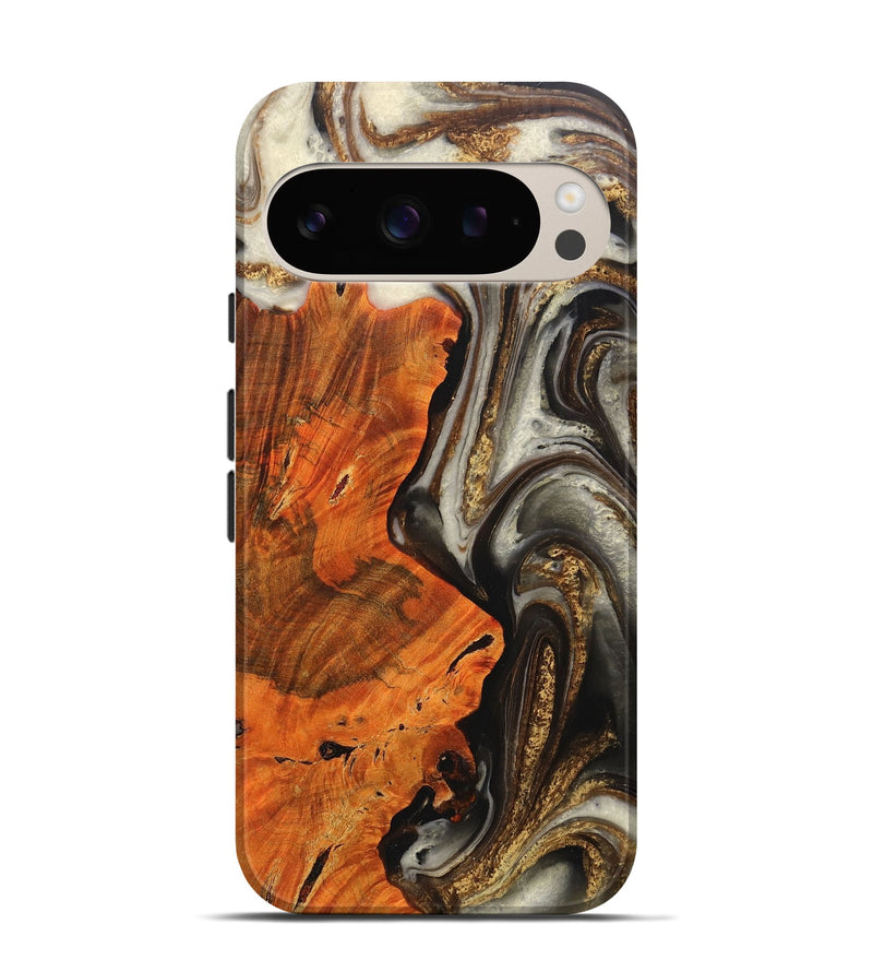 Pixel 9 Wood+Resin Live Edge Phone Case - Stephanie (Black & White, 711674)