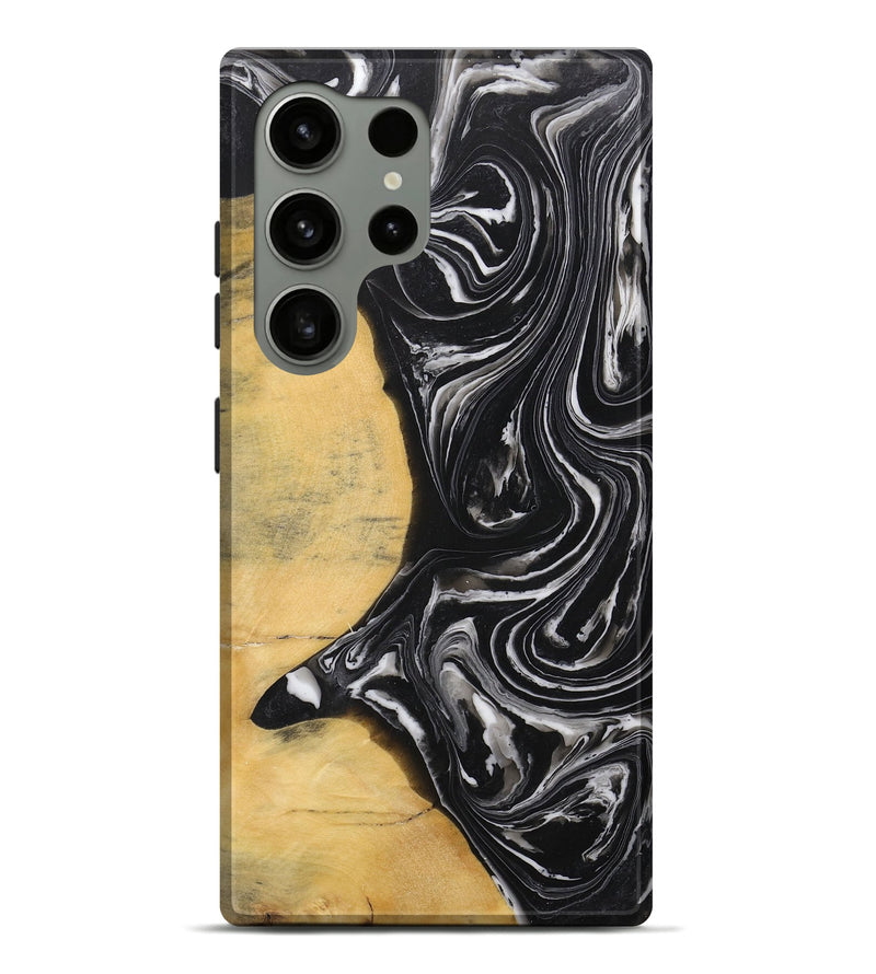 Galaxy S24 Ultra Wood+Resin Live Edge Phone Case - Lacey (Black & White, 711675)