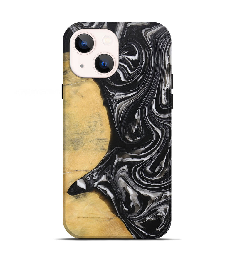 iPhone 13 Wood+Resin Live Edge Phone Case - Lacey (Black & White, 711675)