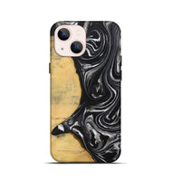 iPhone 13 mini Wood+Resin Live Edge Phone Case - Lacey (Black & White, 711675)