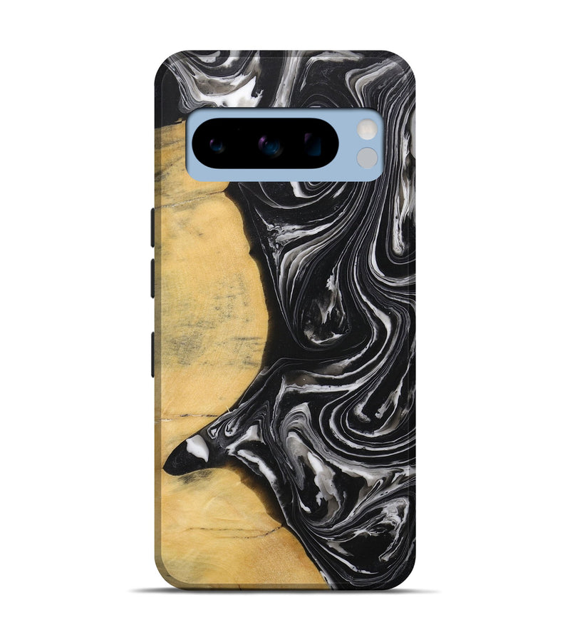 Pixel 8 Pro Wood+Resin Live Edge Phone Case - Lacey (Black & White, 711675)