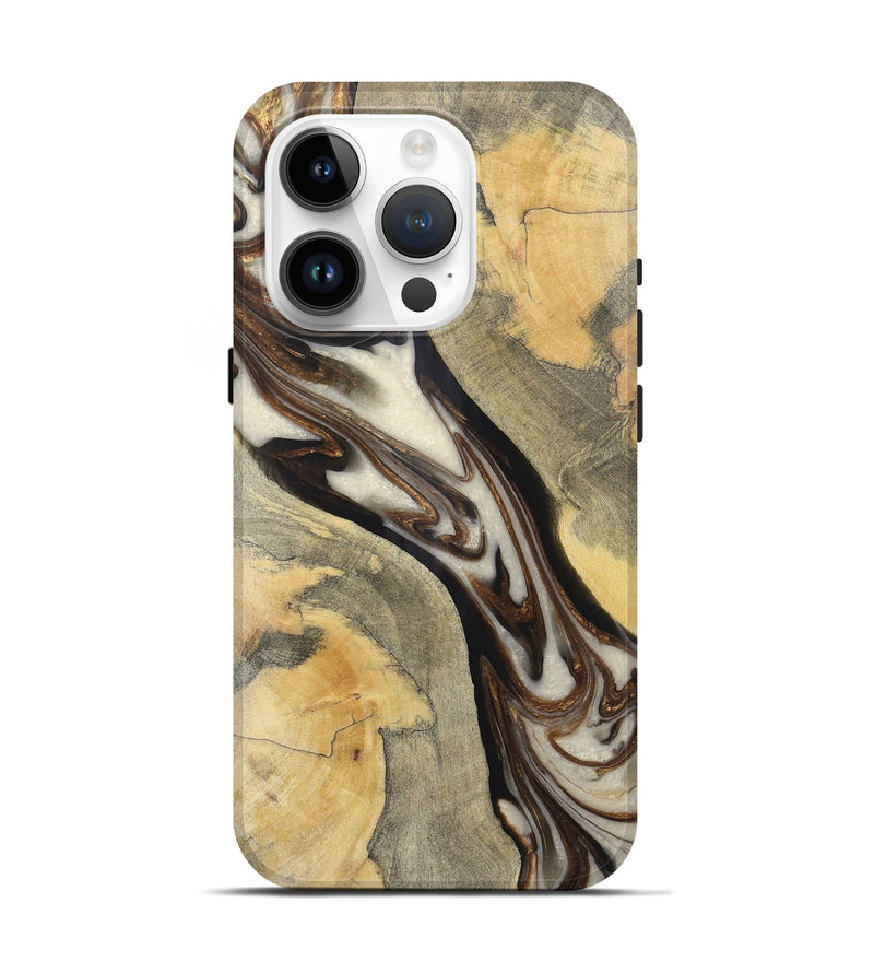 iPhone 15 Pro Wood+Resin Live Edge Phone Case - Bonnie (Black & White, 711676)