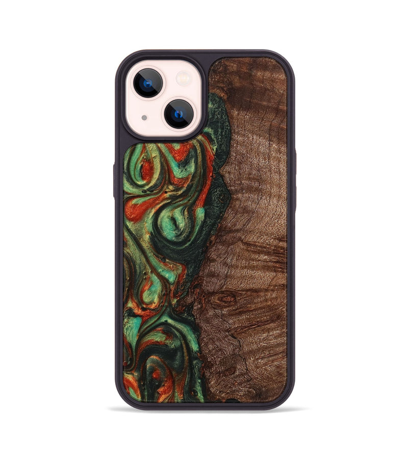 iPhone 14 Wood+Resin Phone Case - Jacob (Green, 711740)