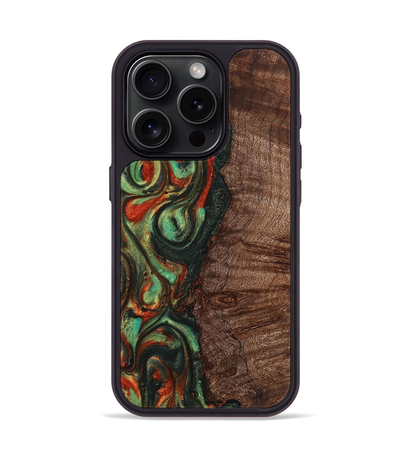 iPhone 15 Pro Wood+Resin Phone Case - Jacob (Green, 711740)