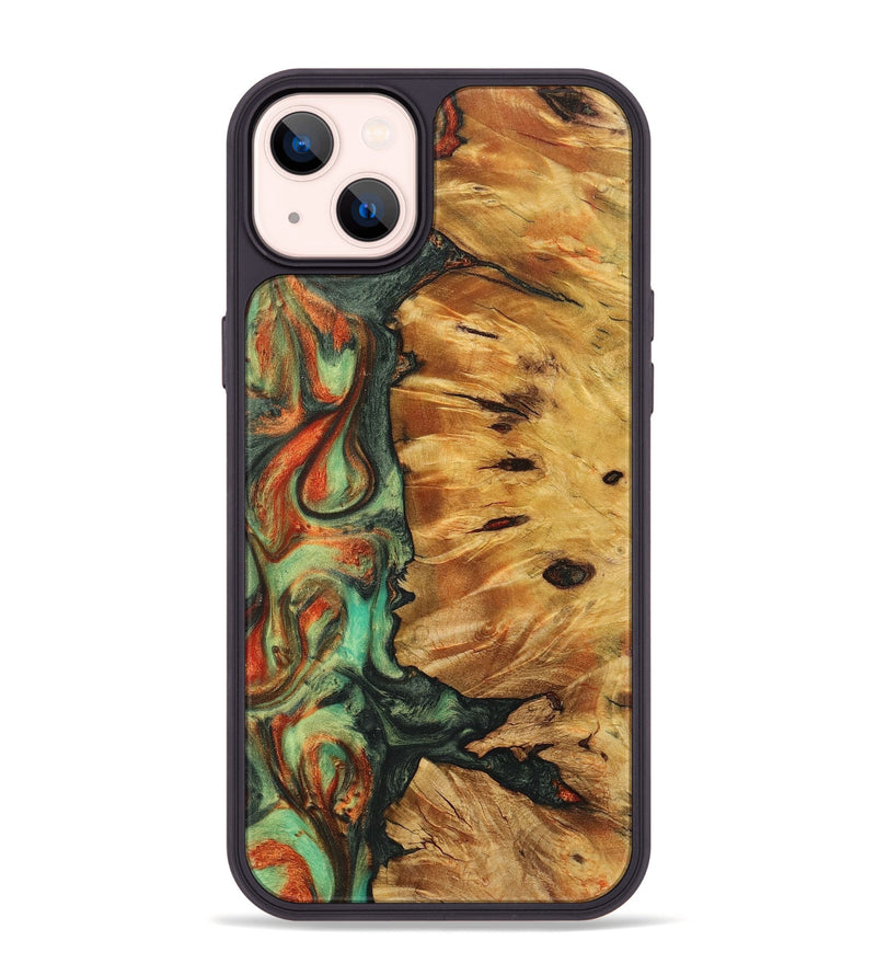 iPhone 14 Plus Wood+Resin Phone Case - Nadine (Green, 711764)