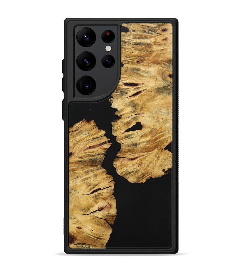 Galaxy S22 Ultra Wood+Resin Phone Case - Leo (Pure Black, 711770)