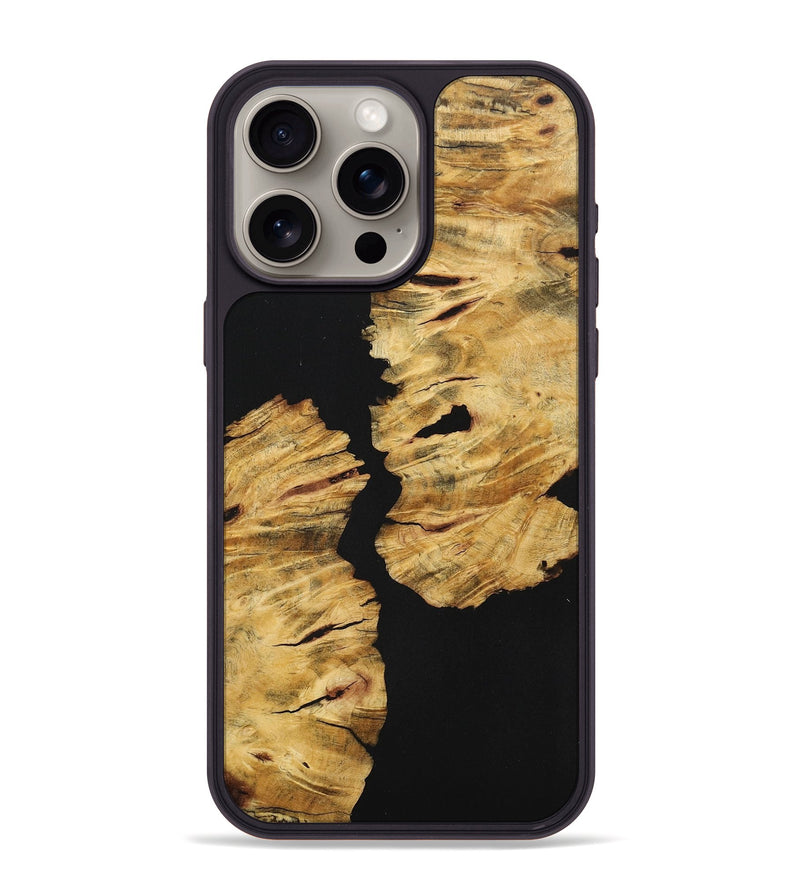 iPhone 15 Pro Max Wood+Resin Phone Case - Leo (Pure Black, 711770)