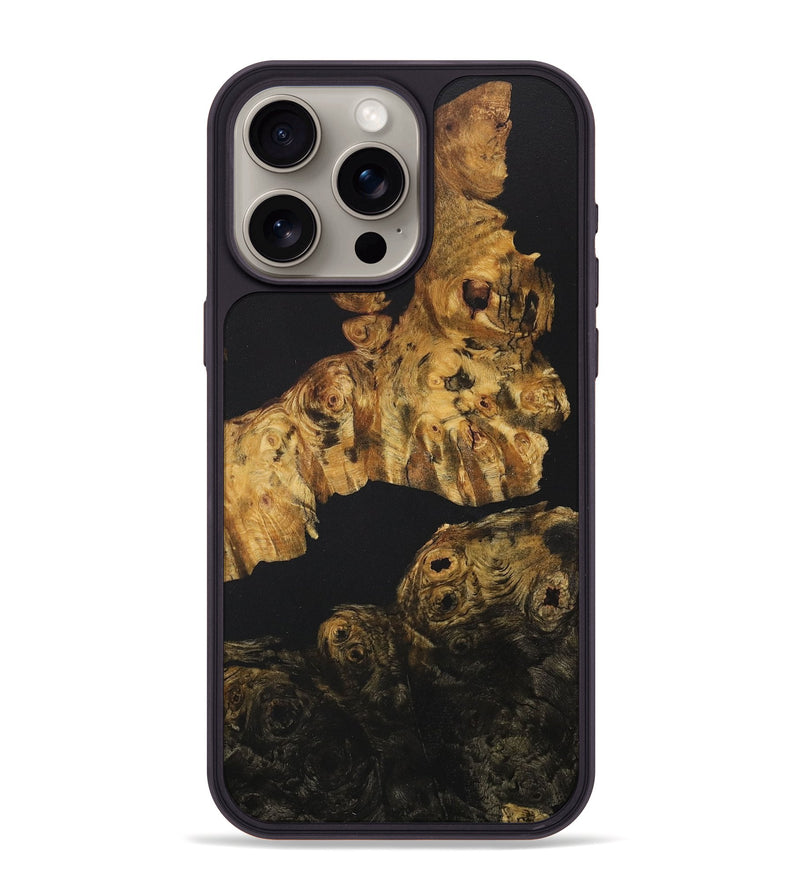 iPhone 15 Pro Max Wood+Resin Phone Case - Gail (Pure Black, 711773)