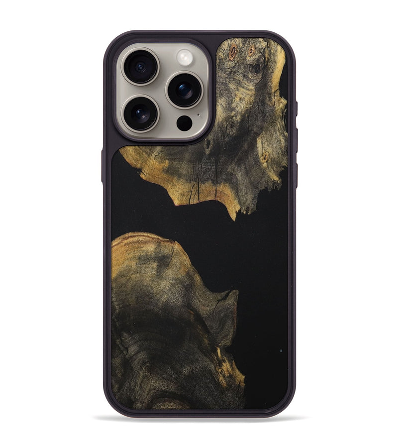 iPhone 15 Pro Max Wood+Resin Phone Case - Christian (Pure Black, 711774)