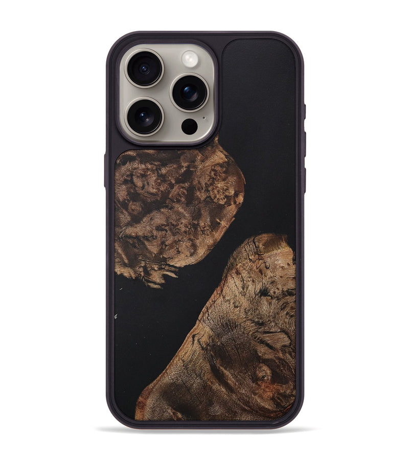 iPhone 15 Pro Max Wood+Resin Phone Case - Rudolph (Pure Black, 711775)