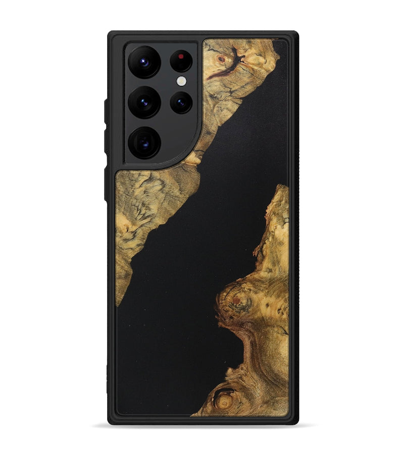 Galaxy S22 Ultra Wood+Resin Phone Case - Wayne (Pure Black, 711779)