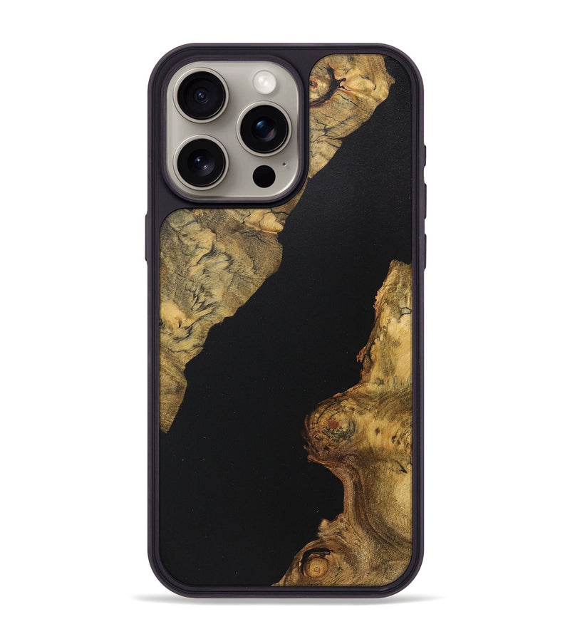 iPhone 15 Pro Max Wood+Resin Phone Case - Wayne (Pure Black, 711779)