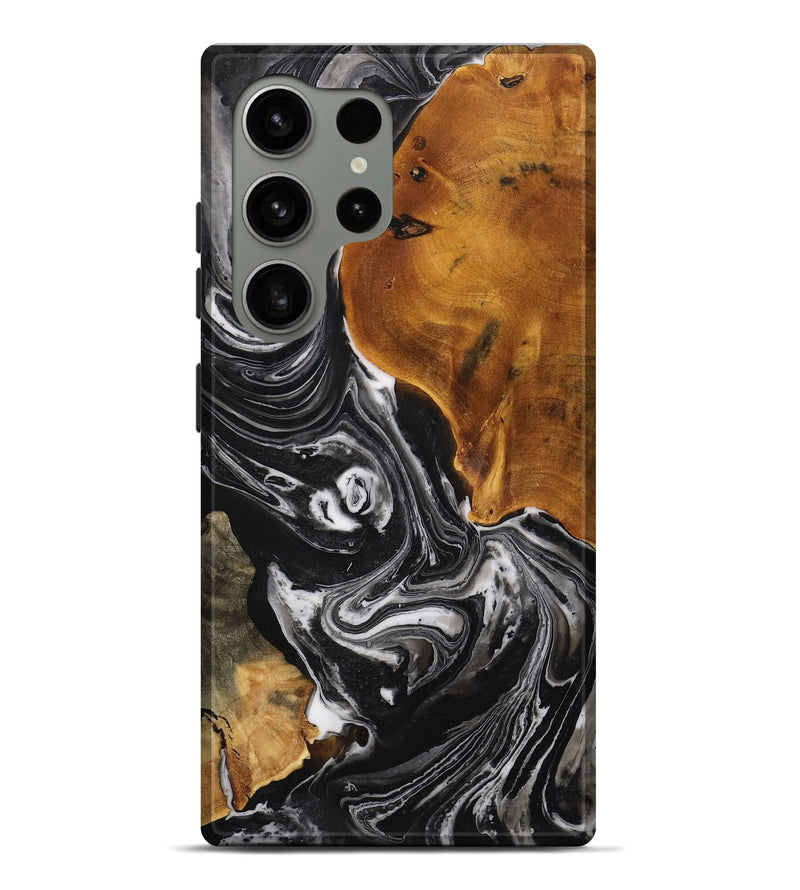 Galaxy S24 Ultra Wood+Resin Live Edge Phone Case - Lindsay (Black & White, 711886)