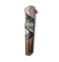 Live Edge Wood+Resin Pocket Knife - Karina (Black & White, 711931)