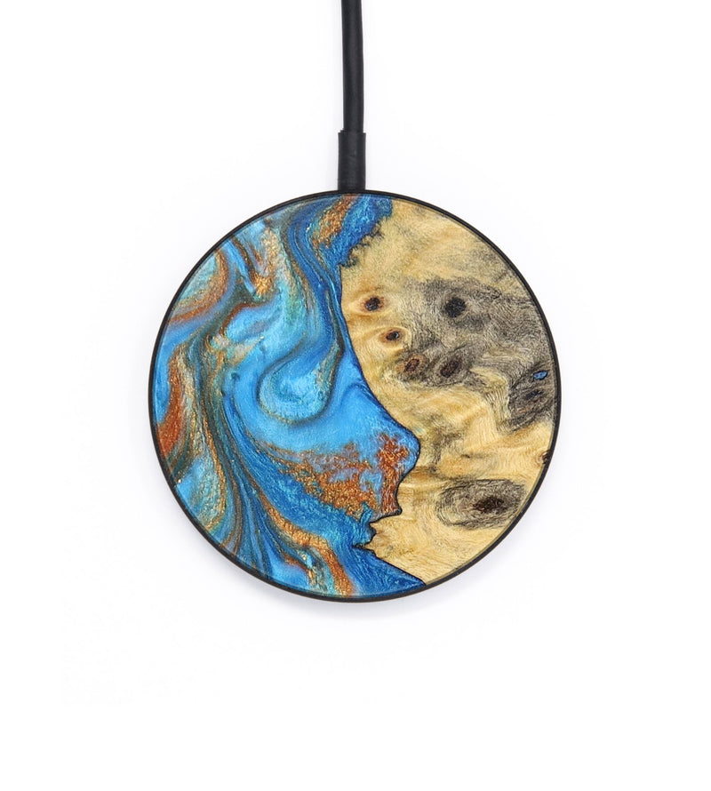 Circle Wood+Resin Wireless Charger - Enzo (Teal & Gold, 711986)