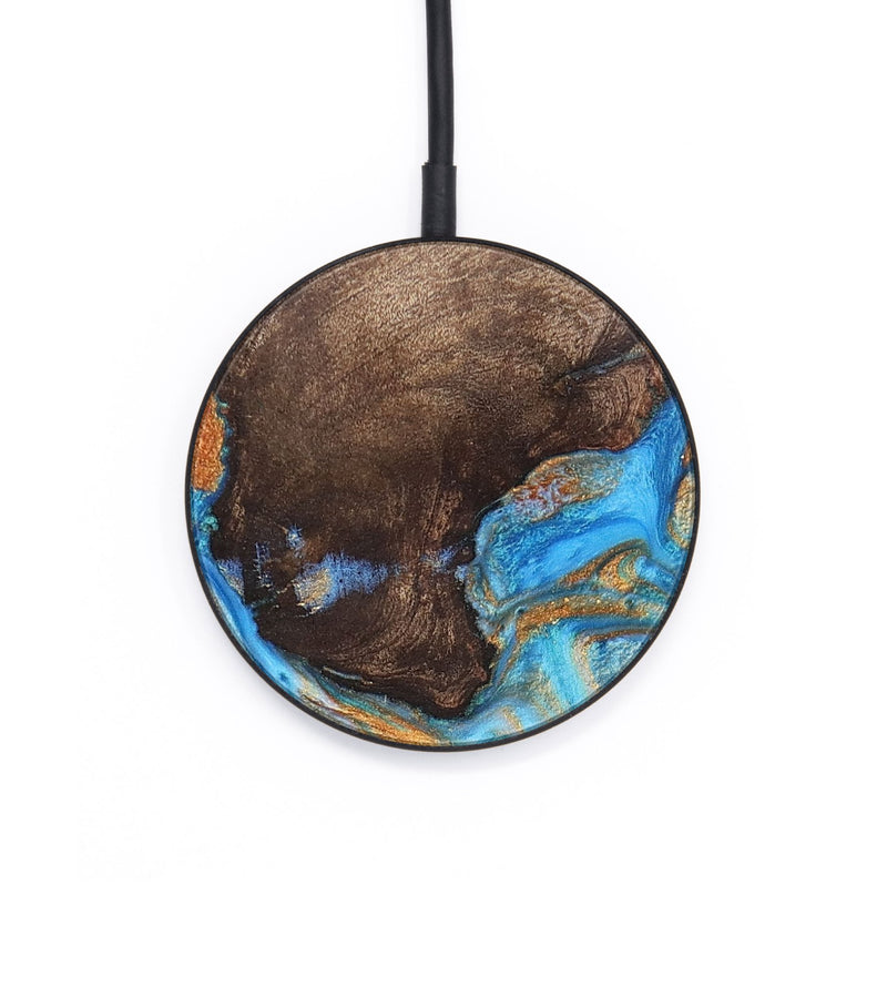 Circle Wood+Resin Wireless Charger - Chelsie (Teal & Gold, 711987)