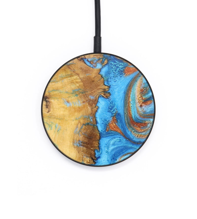 Circle Wood+Resin Wireless Charger - Paulette (Teal & Gold, 711988)