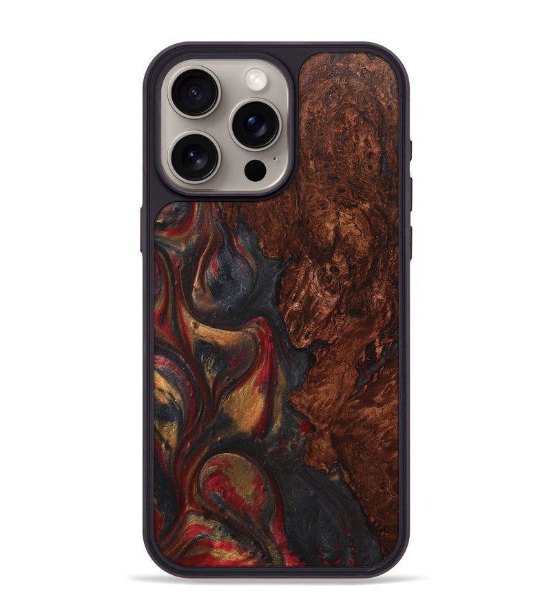 iPhone 15 Pro Max Wood+Resin Phone Case - Rhonda (Red, 712004)