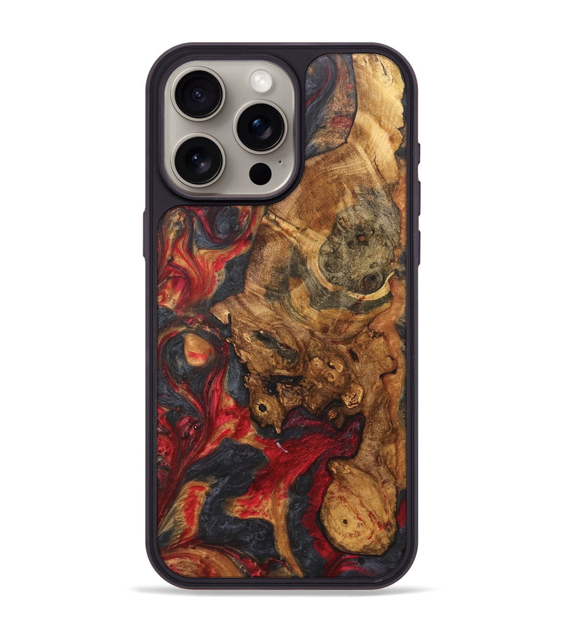 iPhone 15 Pro Max Wood+Resin Phone Case - Vivian (Red, 712006)