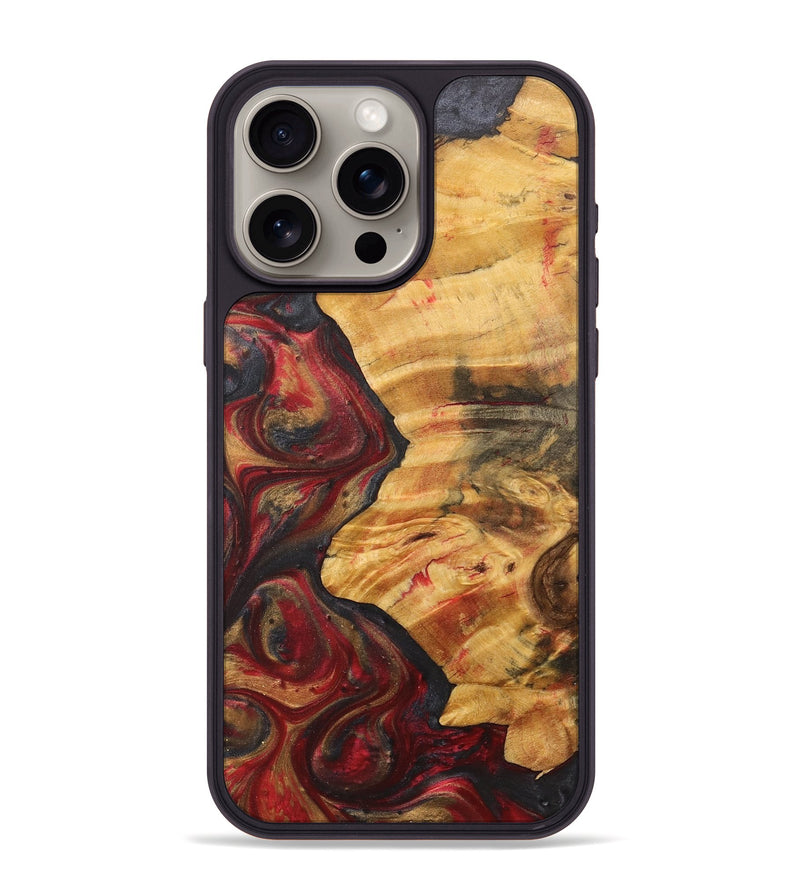 iPhone 15 Pro Max Wood+Resin Phone Case - Julius (Red, 712008)