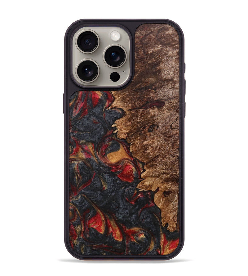 iPhone 15 Pro Max Wood+Resin Phone Case - Kay (Red, 712009)