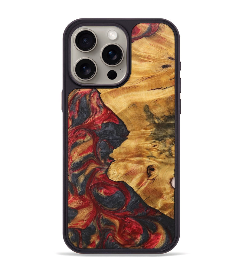 iPhone 15 Pro Max Wood+Resin Phone Case - Sienna (Red, 712010)