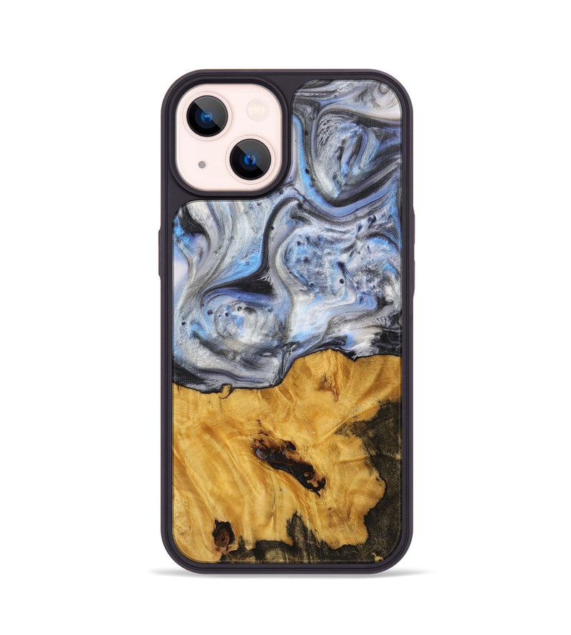 iPhone 14 Wood+Resin Phone Case - Averie (Blue, 712052)