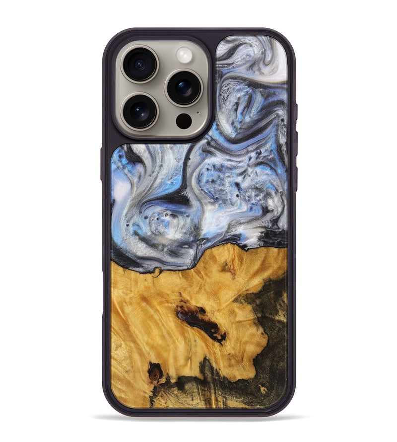 iPhone 16 Pro Max Wood+Resin Phone Case - Averie (Blue, 712052)