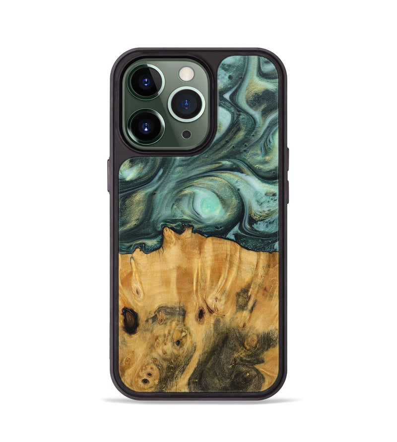 iPhone 13 Pro Wood+Resin Phone Case - Amari (Green, 712060)