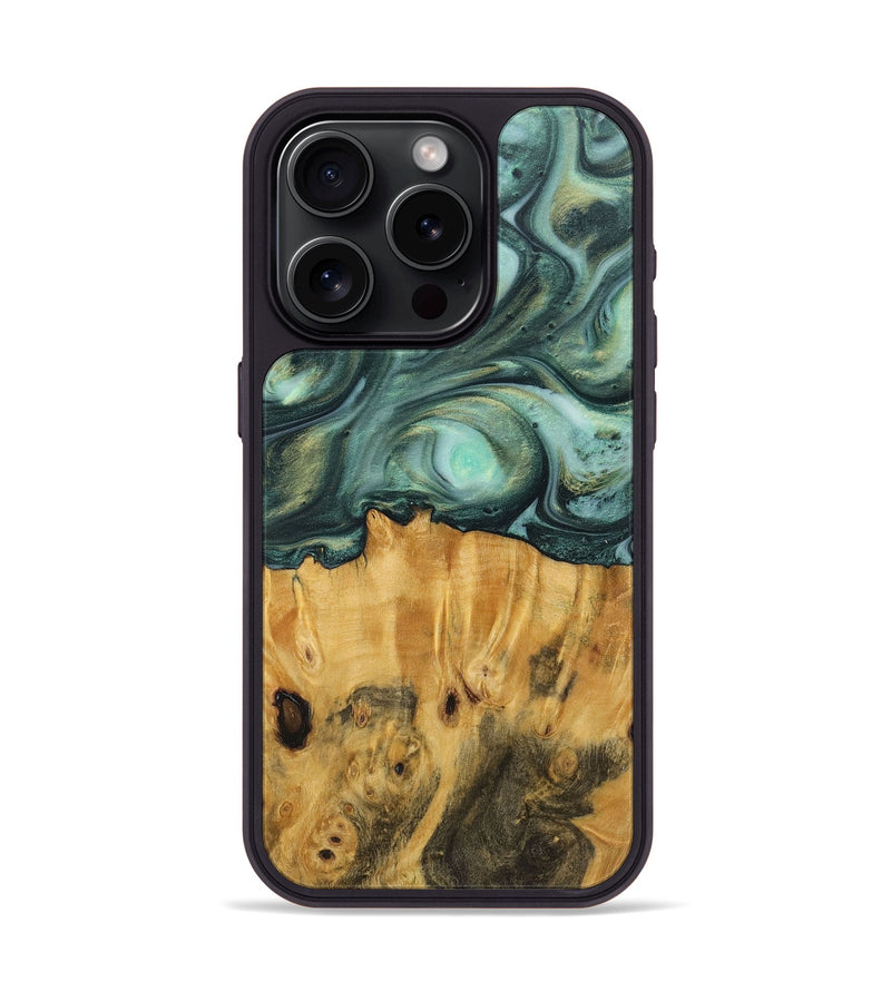 iPhone 15 Pro Wood+Resin Phone Case - Amari (Green, 712060)