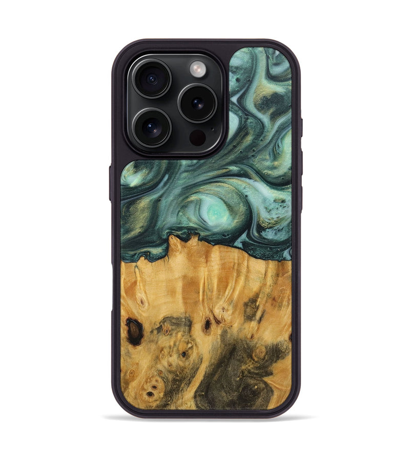 iPhone 16 Pro Wood+Resin Phone Case - Amari (Green, 712060)