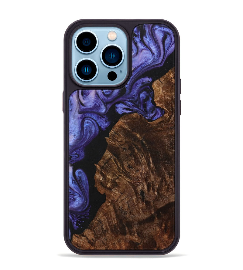 iPhone 14 Pro Max Wood+Resin Phone Case - Ronnie (Purple, 712079)
