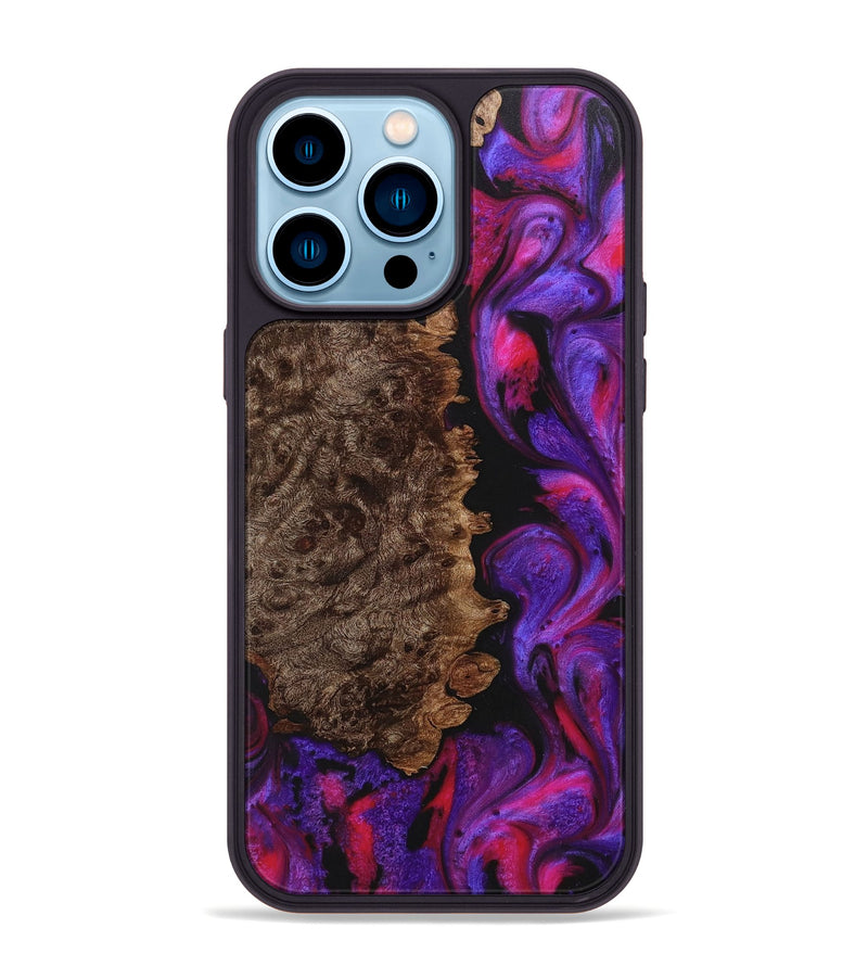 iPhone 14 Pro Max Wood+Resin Phone Case - Ann (Purple, 712084)