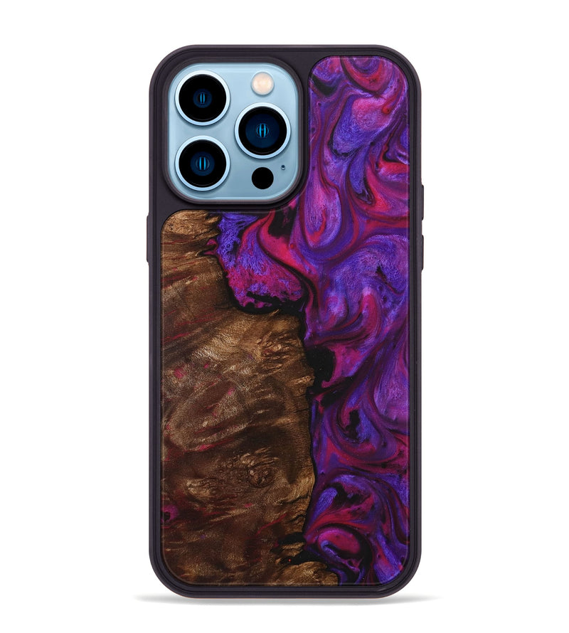 iPhone 14 Pro Max Wood+Resin Phone Case - Winter (Purple, 712086)