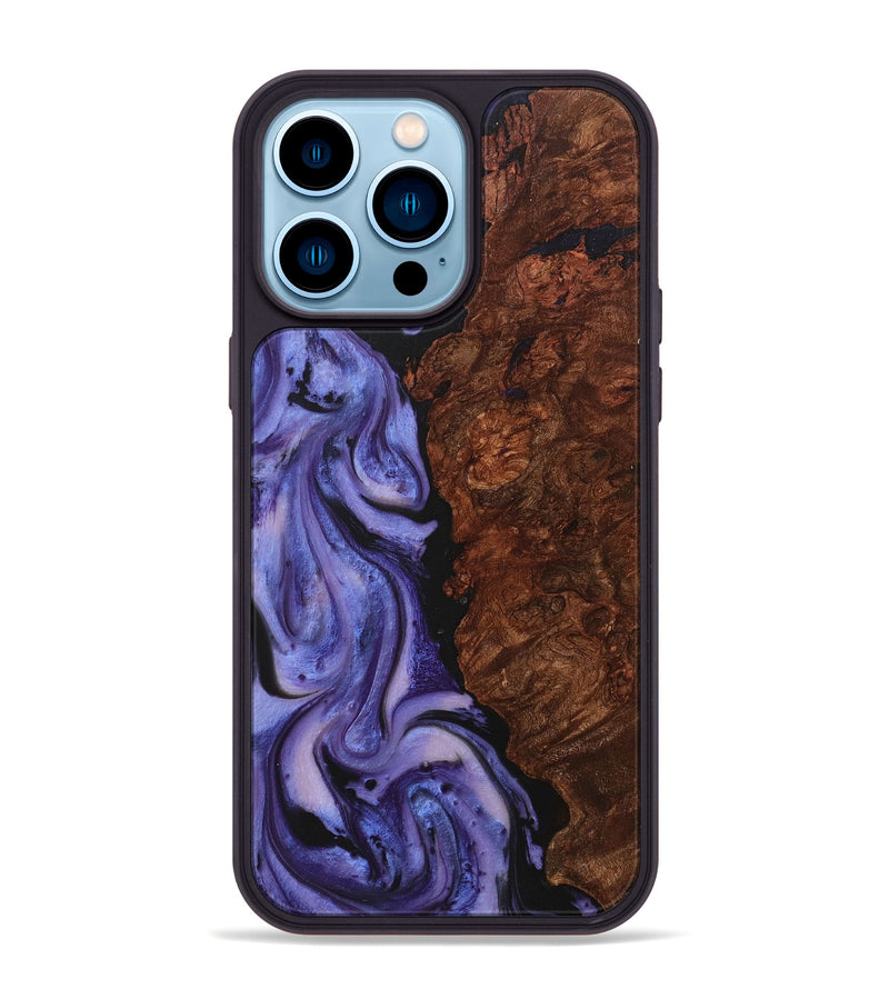 iPhone 14 Pro Max Wood+Resin Phone Case - Claire (Purple, 712087)