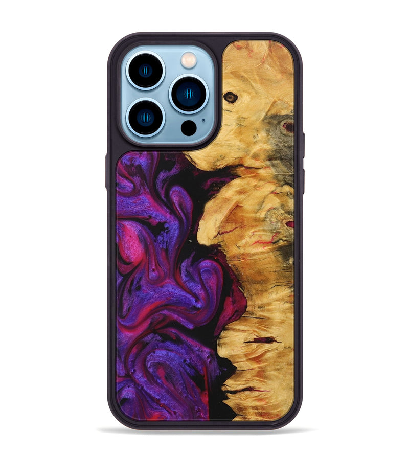 iPhone 14 Pro Max Wood+Resin Phone Case - Judith (Purple, 712088)