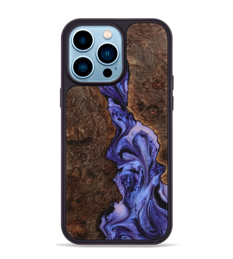 iPhone 14 Pro Max Wood+Resin Phone Case - Calvin (Purple, 712091)