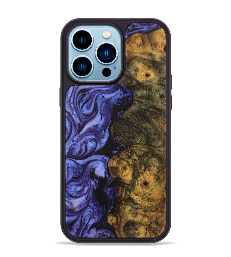 iPhone 14 Pro Max Wood+Resin Phone Case - Magnolia (Purple, 712093)