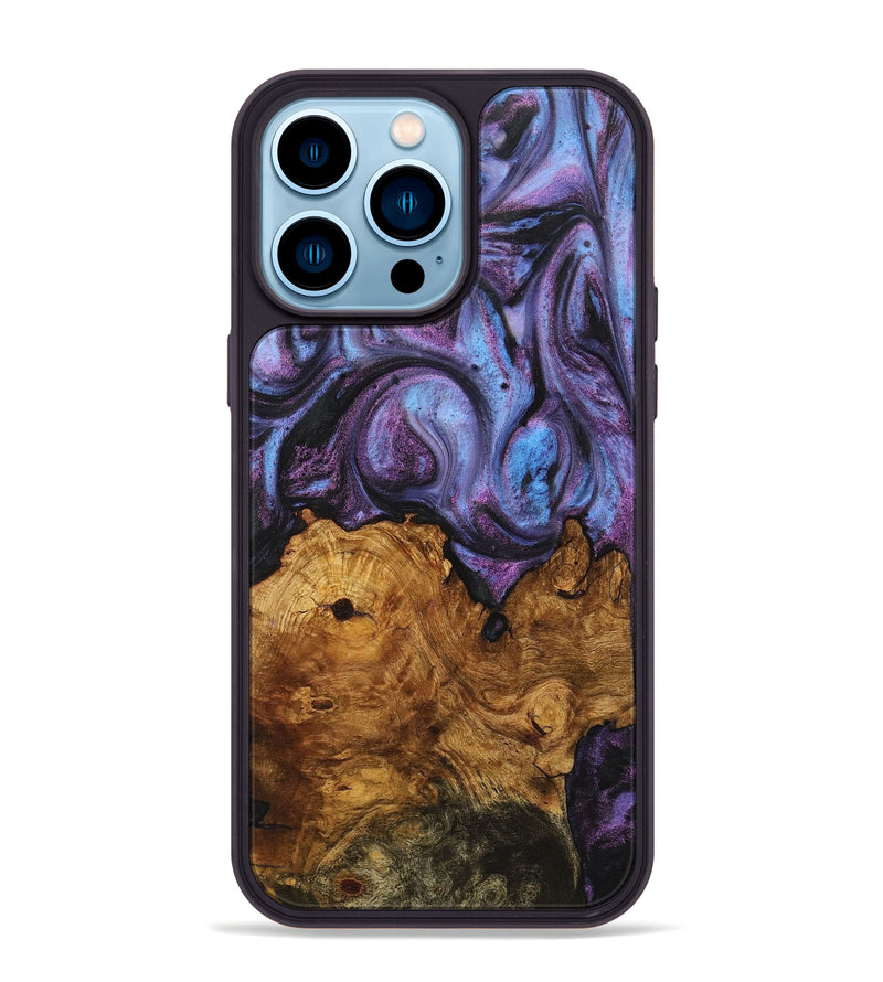 iPhone 14 Pro Max Wood+Resin Phone Case - Lorraine (Purple, 712156)