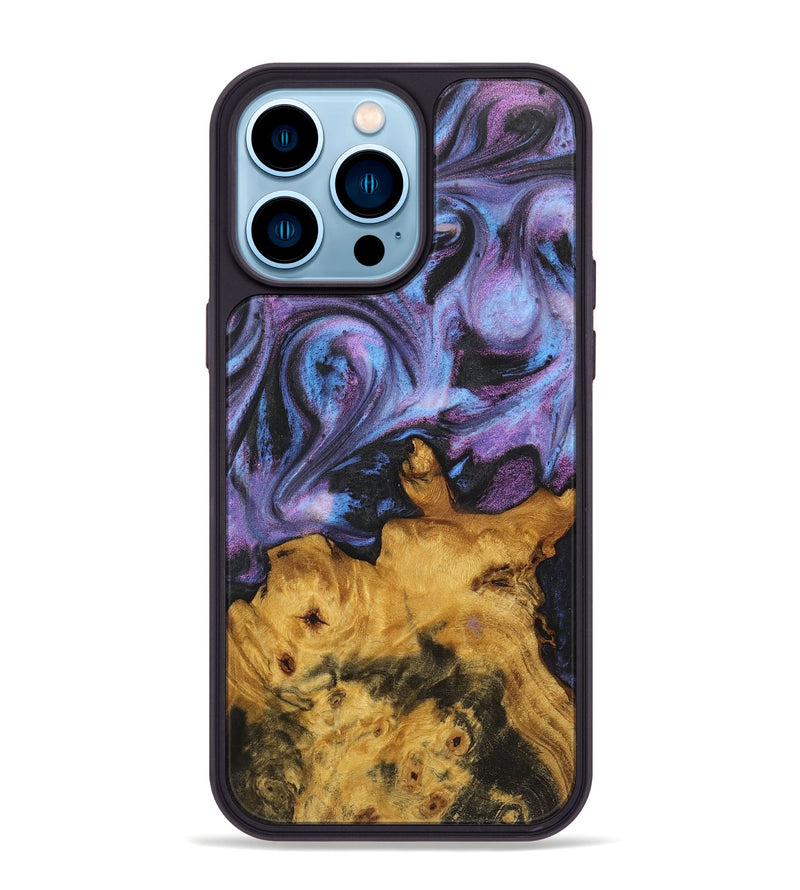 iPhone 14 Pro Max Wood+Resin Phone Case - Adrianna (Purple, 712158)