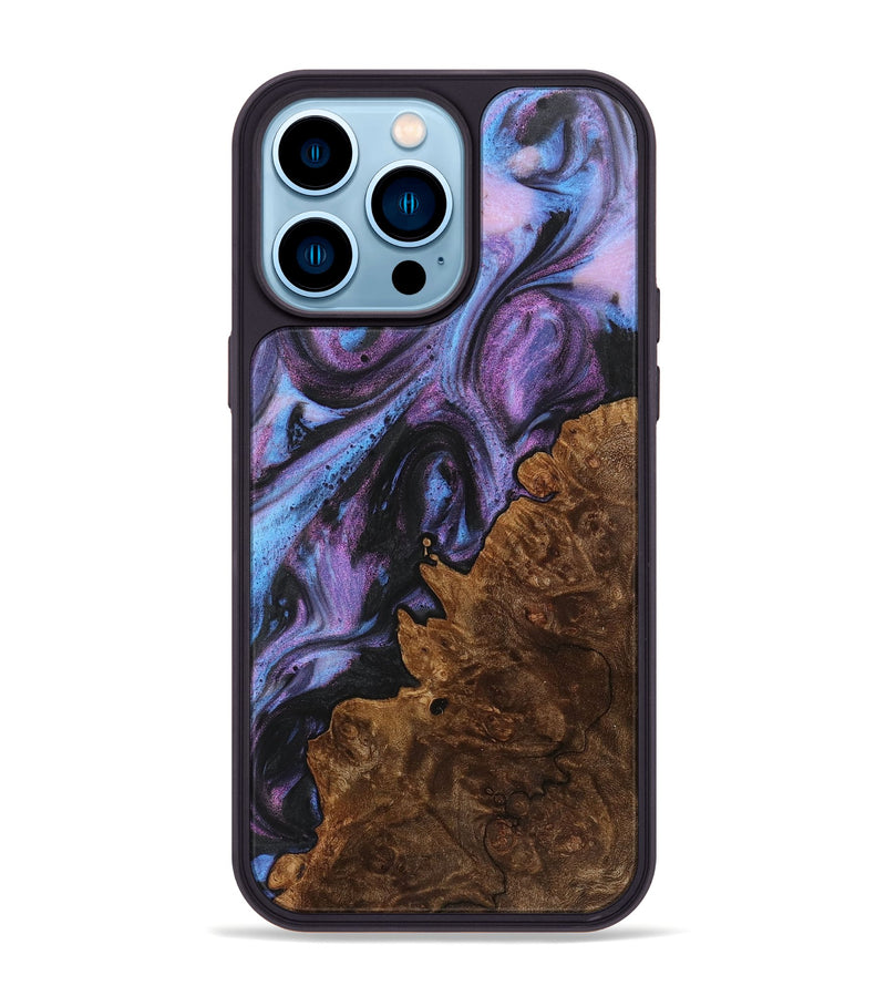iPhone 14 Pro Max Wood+Resin Phone Case - Denise (Purple, 712162)