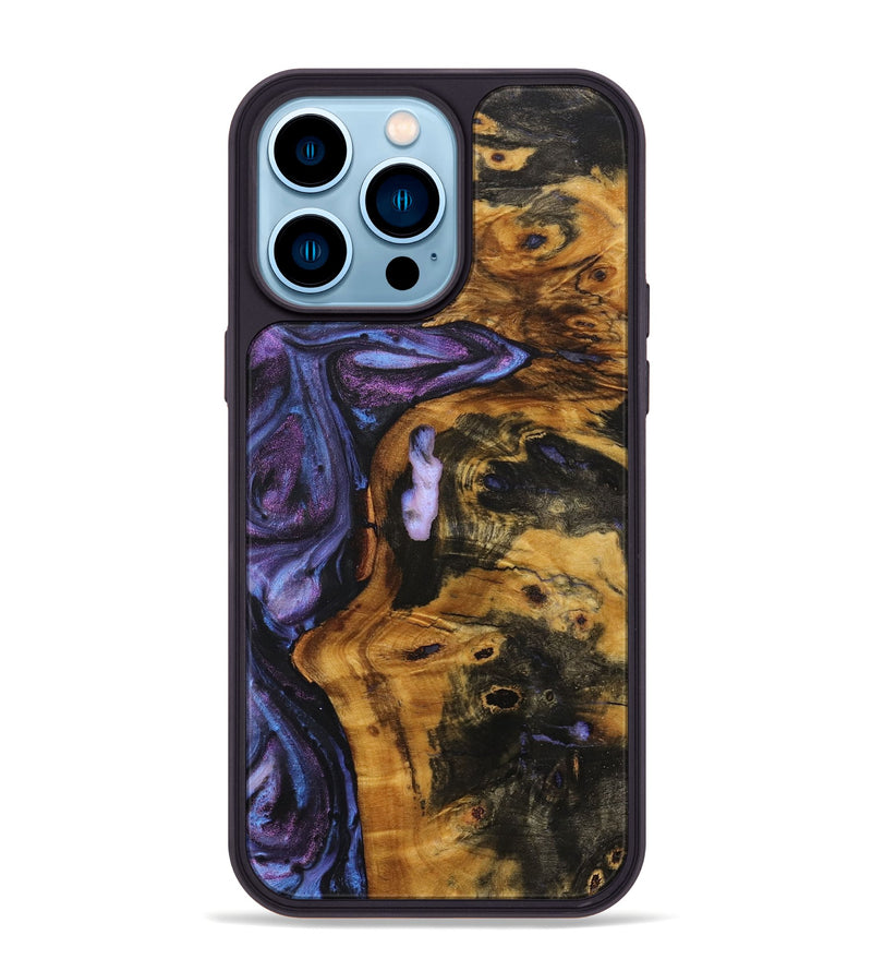 iPhone 14 Pro Max Wood+Resin Phone Case - Ezra (Purple, 712168)