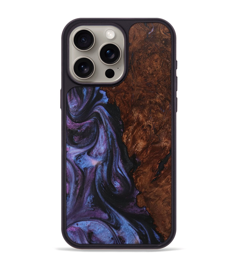 iPhone 15 Pro Max Wood+Resin Phone Case - Serena (Purple, 712174)