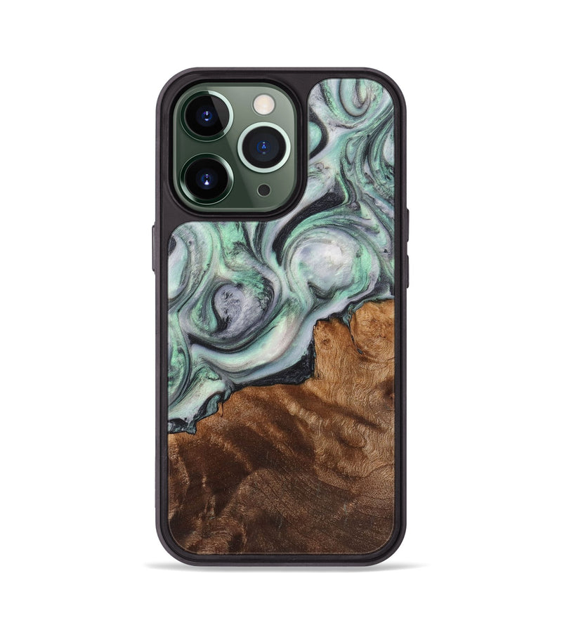 iPhone 13 Pro Wood+Resin Phone Case - Georgia (Green, 712177)