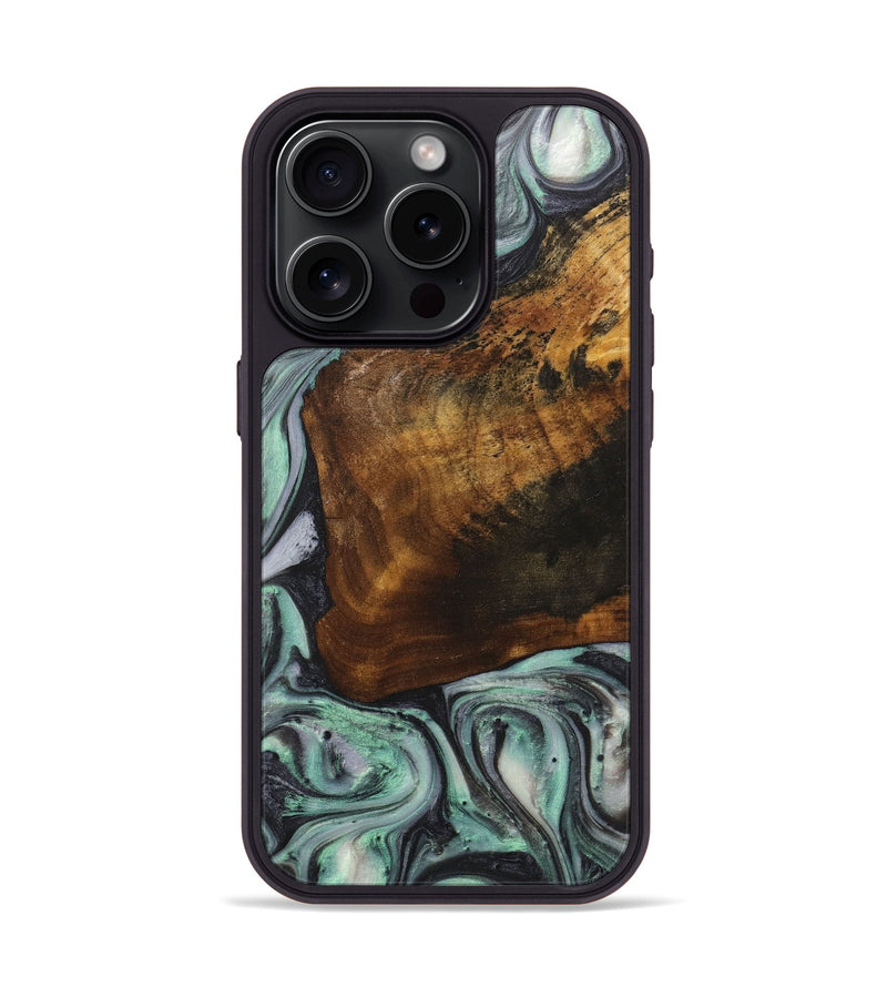 iPhone 15 Pro Wood+Resin Phone Case - Jerome (Green, 712179)