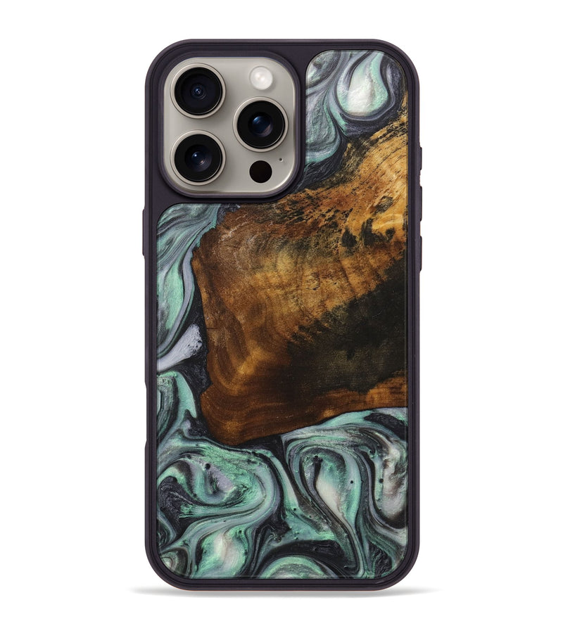 iPhone 16 Pro Max Wood+Resin Phone Case - Jerome (Green, 712179)